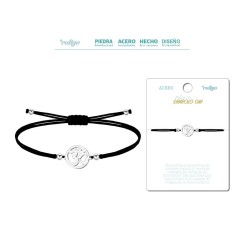 Pulsera Hilo Negro Simbolo Om Plateado - Coleccion amuleto pulsera negra